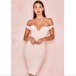 HouseofCB PALE PINK PUSH UP BUST DRESS in XS
